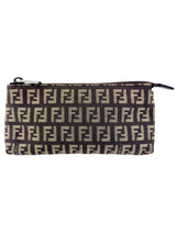 Fendi Brown Canvas Zuchinno Monogram Pouch