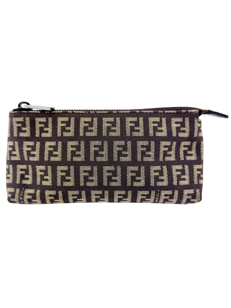 Fendi Brown Canvas Zuchinno Monogram Pouch