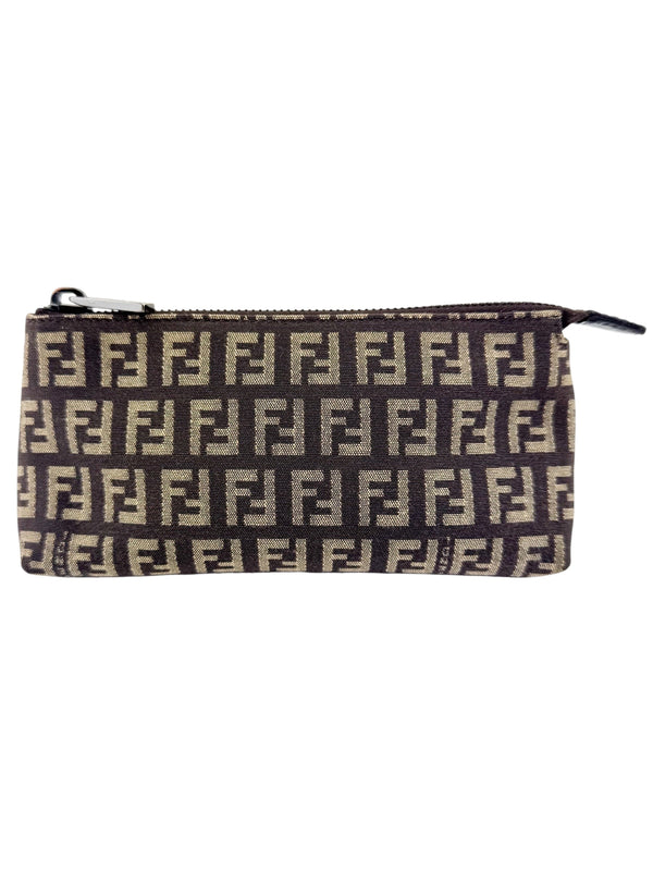 Fendi Brown Canvas Zuchinno Monogram Pouch