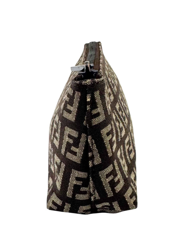 Fendi Brown Canvas Zuchinno Monogram Pouch