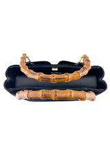 Gucci Black Suede Bamboo Business Bag