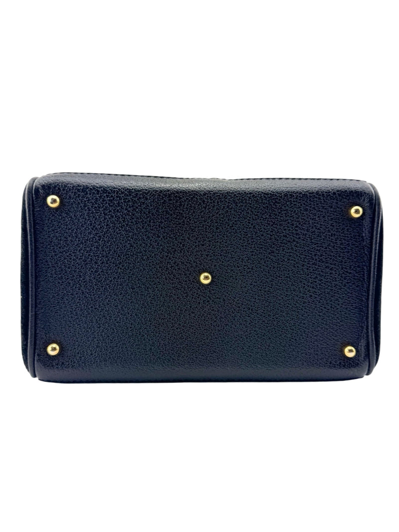 Gucci Black Suede Bamboo Business Bag