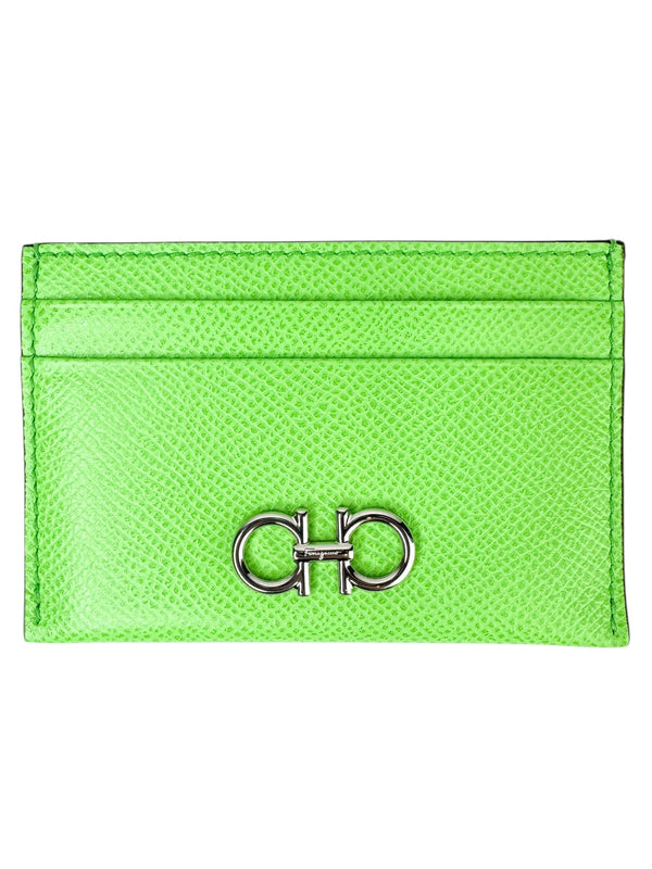 Ferragamo Green Leather Card Holder