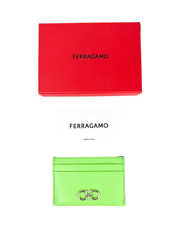 Ferragamo Green Leather Card Holder