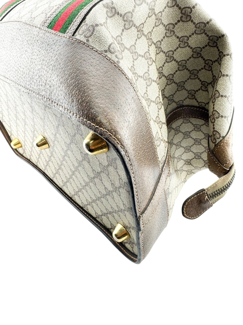 Gucci Brown Canvas Vintage Satchel Bag