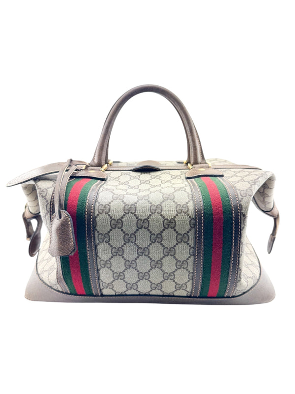 Gucci Brown Canvas Vintage Satchel Bag