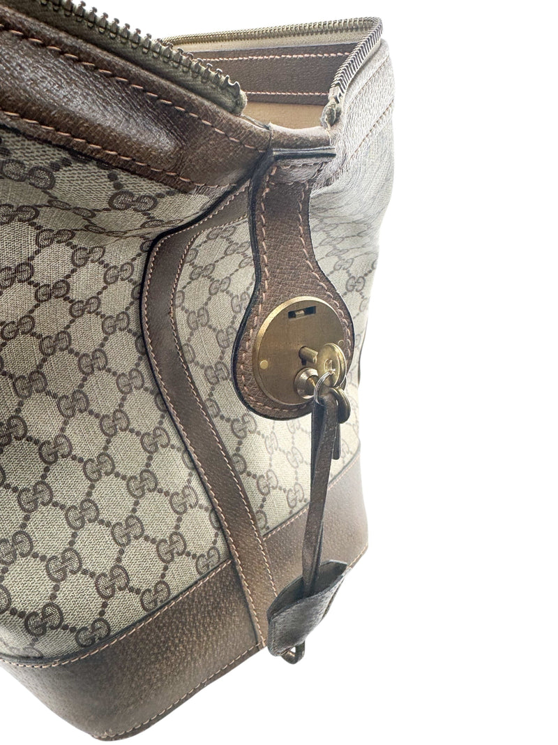 Gucci Brown Canvas Vintage Satchel Bag