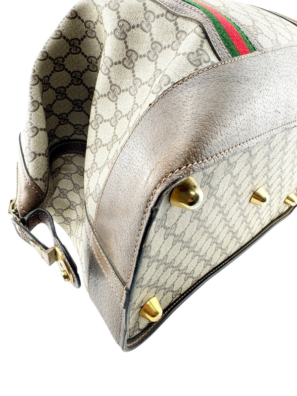 Gucci Brown Canvas Vintage Satchel Bag