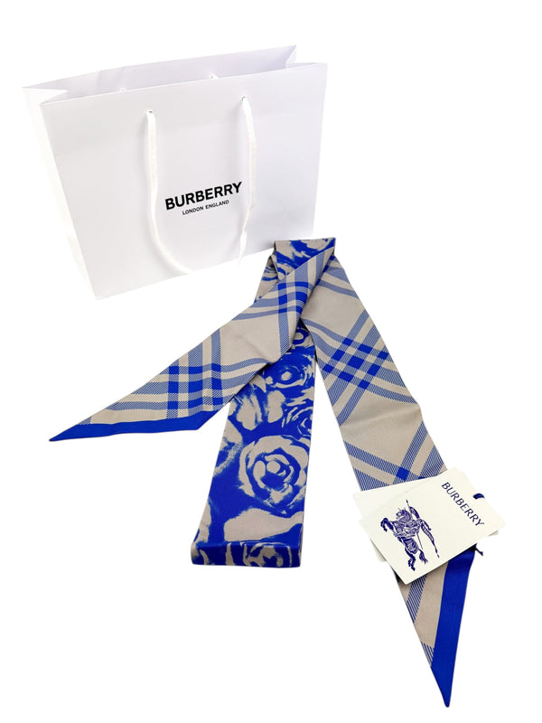 Burberry Blue Silk Monogram Twilly