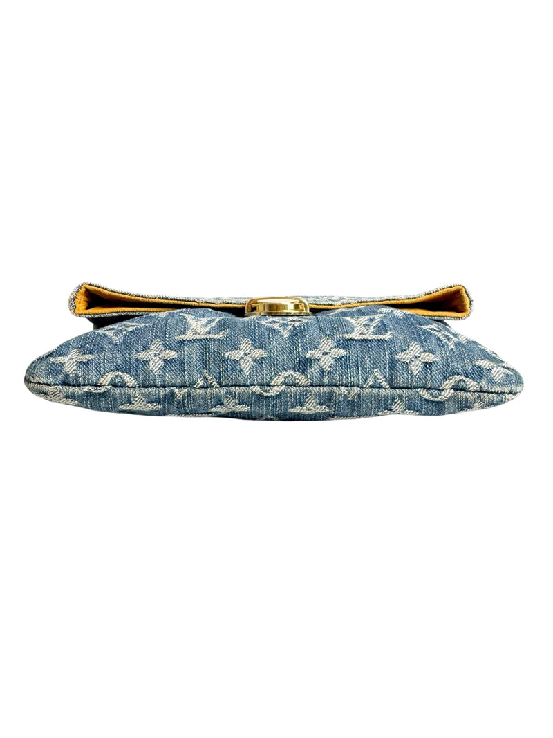 Louis Vuitton Blue Denim Clutch Bag