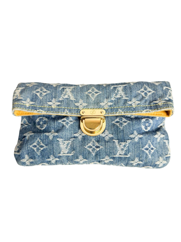 Louis Vuitton Blue Denim Clutch Bag