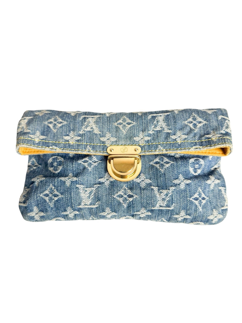 Louis Vuitton Blue Denim Clutch Bag