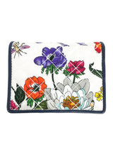 Gucci White Canvas Flora Compact Bifold Wallet