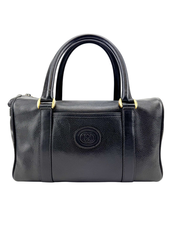 Gucci Black Leather Vintage Satchel Handbag