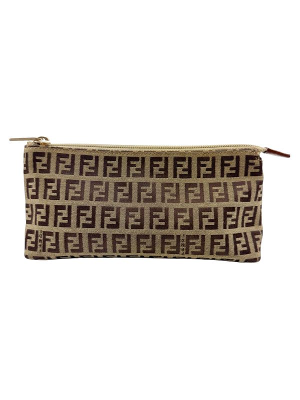 Fendi Beige Canvas Zuchinno Monogram Pouch