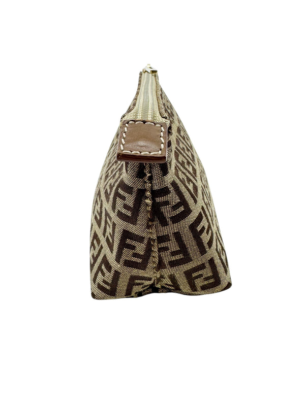 Fendi Beige Canvas Zuchinno Monogram Pouch