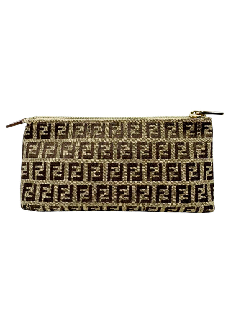 Fendi Beige Canvas Zuchinno Monogram Pouch