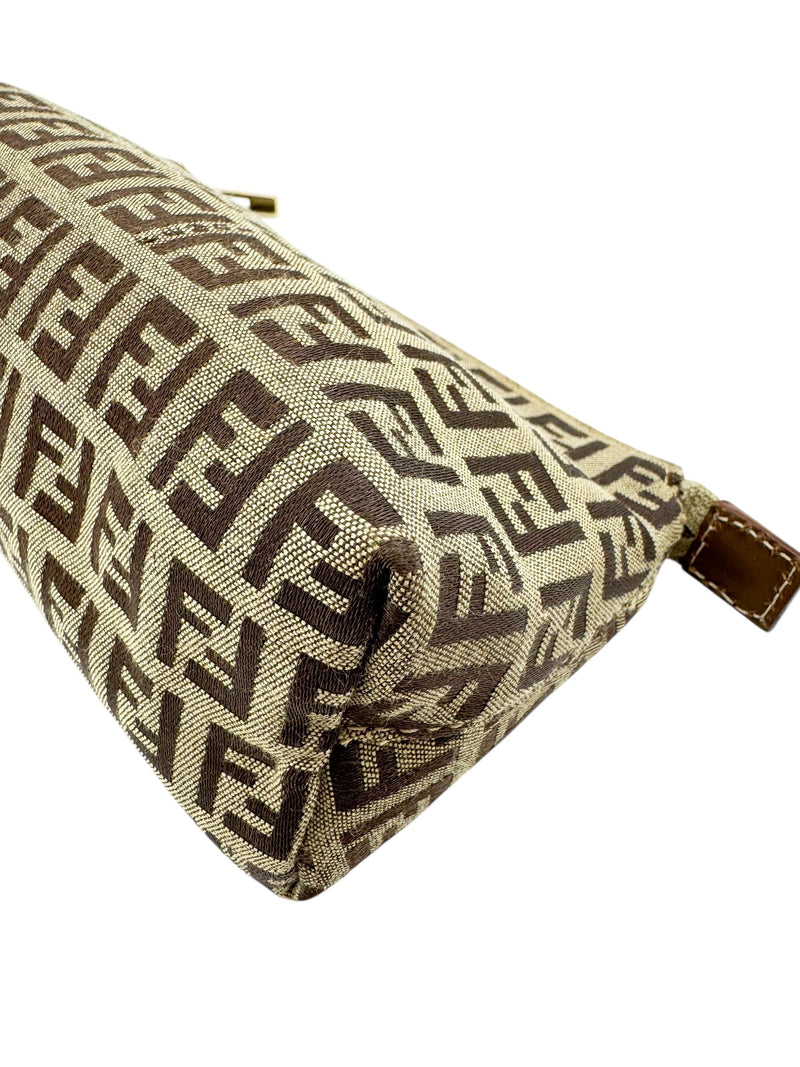 Fendi Beige Canvas Zuchinno Monogram Pouch