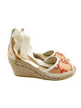 Gucci Beige Raffia GG Ankle Wrap Wedge Size 36