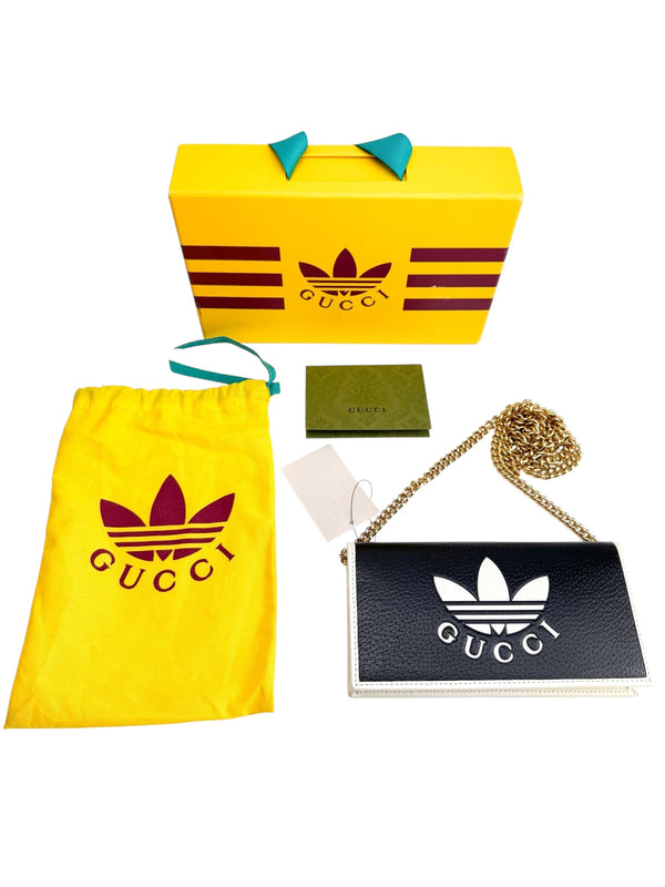 Gucci x Adidas Black Leather Wallet On Chain