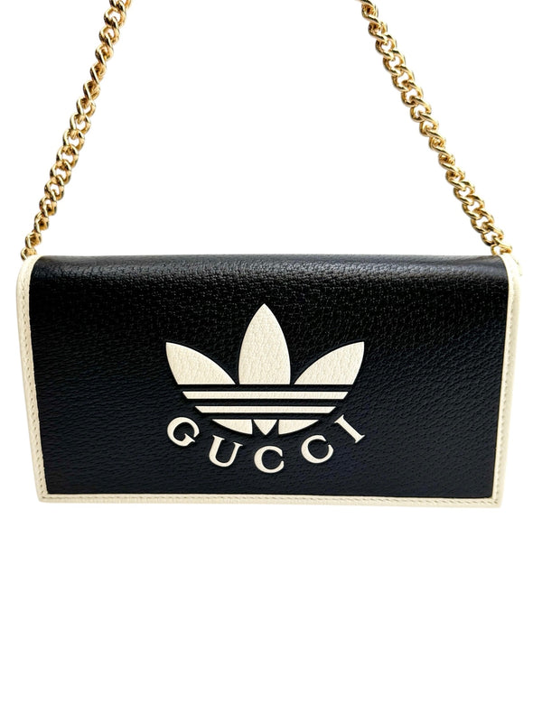 Gucci x Adidas Black Leather Wallet On Chain