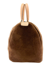 Carolina Herrera Brown Suede Leather Logo Boston Bag