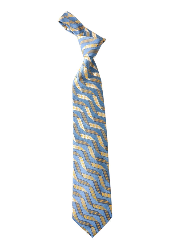 Gucci Blue and Gold Silk Neck Tie