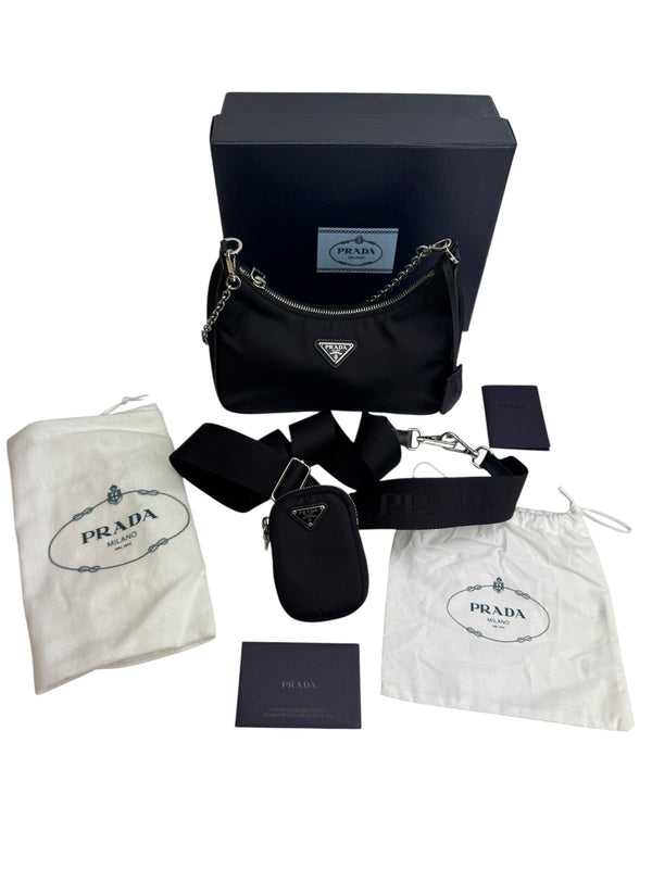 Prada Black Nylon Reissue Shoulder Handbag