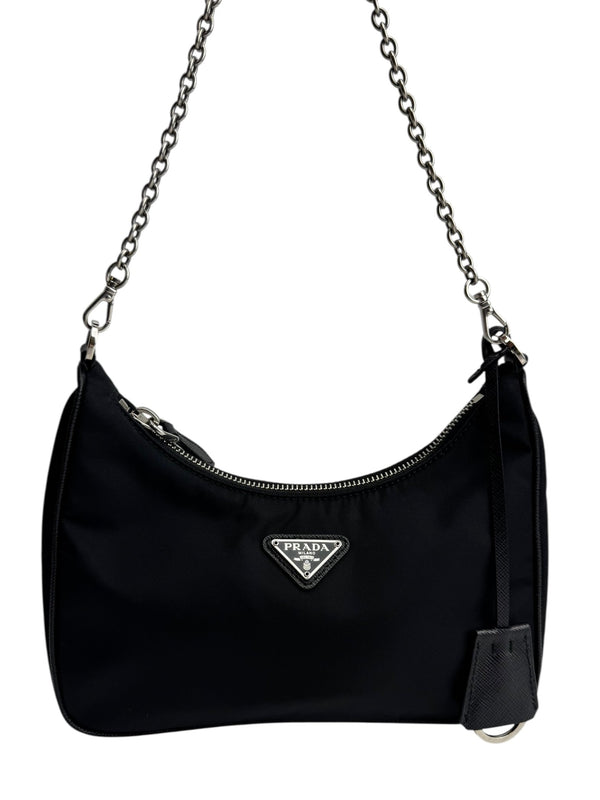 Prada Black Nylon Reissue Shoulder Handbag