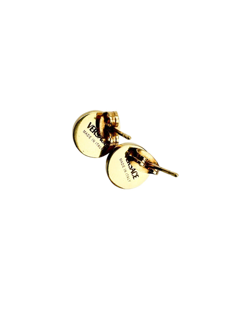 Versace Gold Tone Medusa Stud Earrings