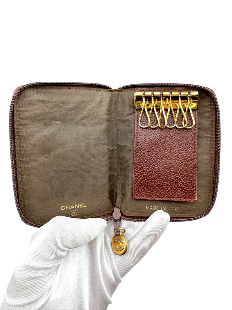 Chanel Brown Caviar Timeless CC 6 Key Holder Case