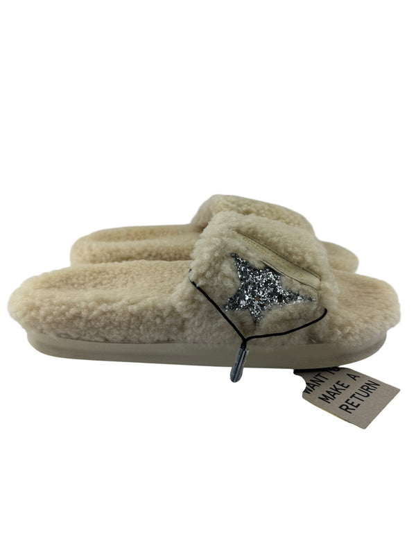 Golden Goose Beige Shearling Glitter Poolstar Slides Size 40