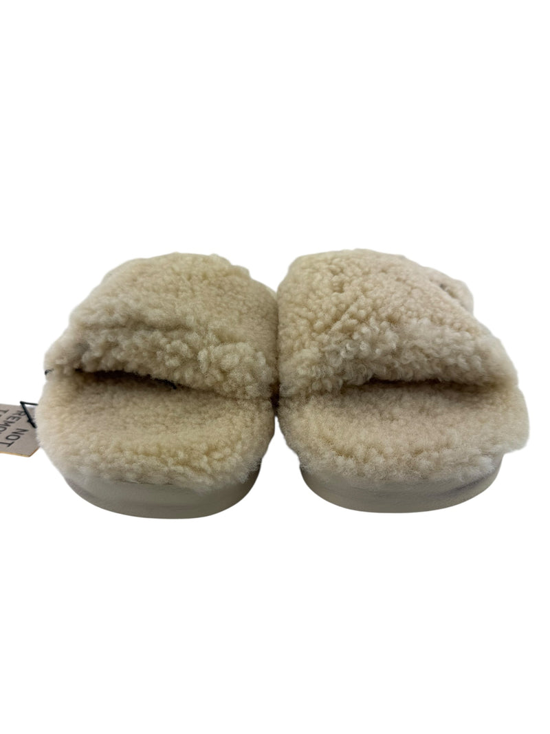 Golden Goose Beige Shearling Glitter Poolstar Slides Size 40