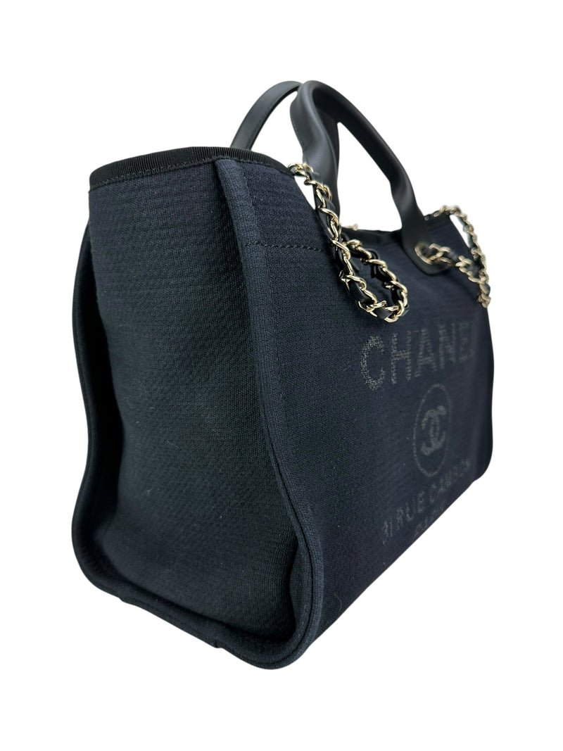 Chanel Black Denim Deauville Small Tote