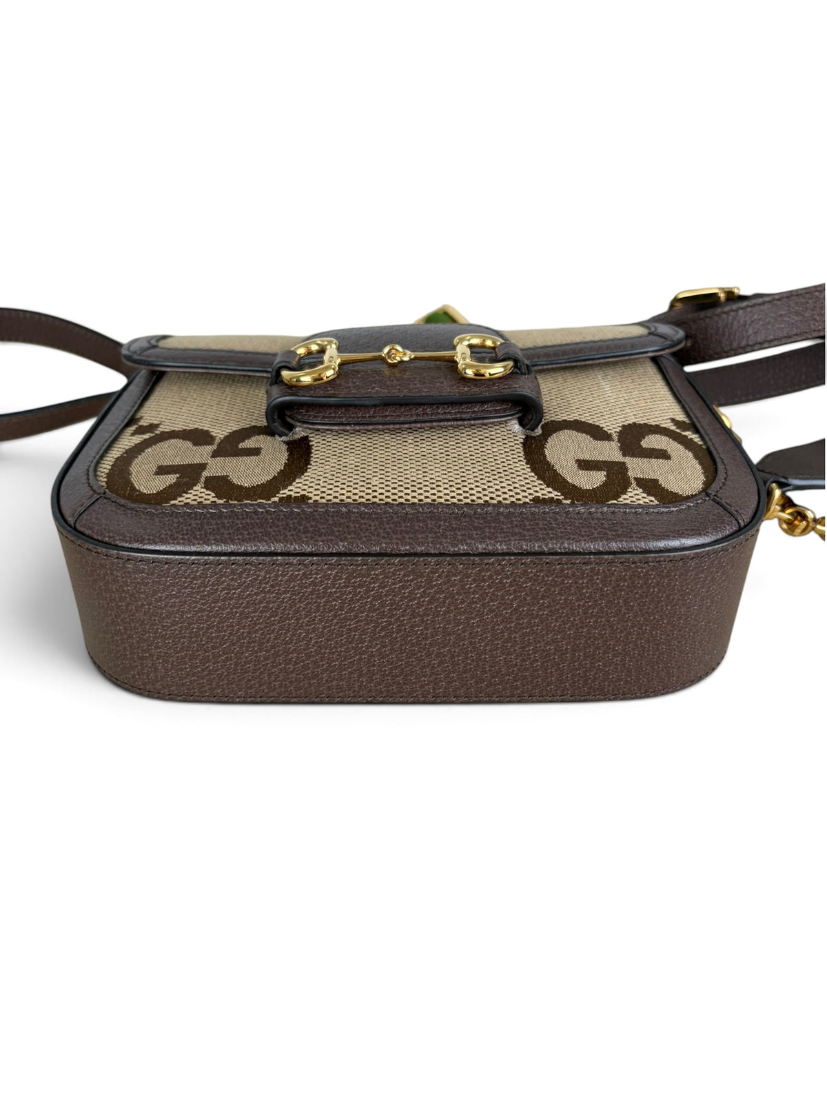 Gucci Brown Jumbo GG Dollar Calfskin Horsebit 1955 Mini Bag