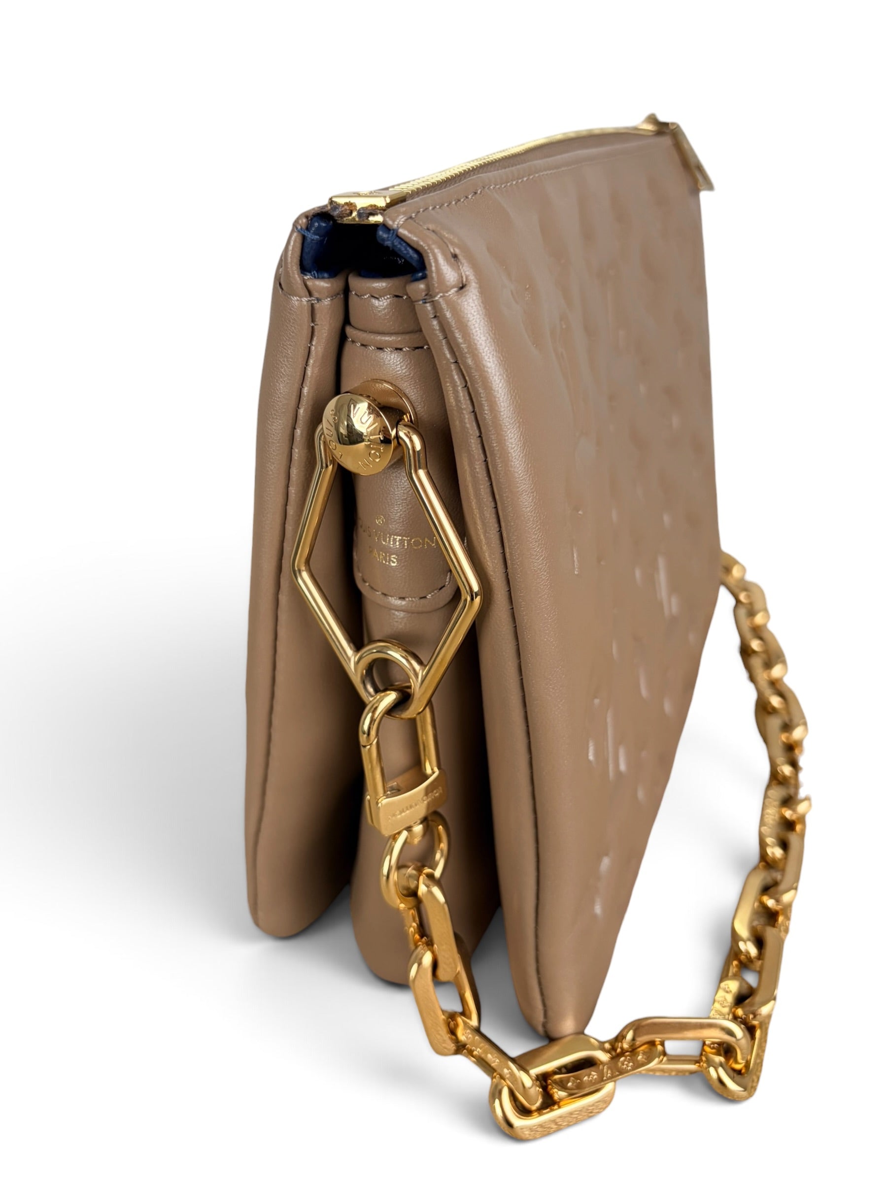 Louis Vuitton Taupe Embossed Monogram Coussin PM