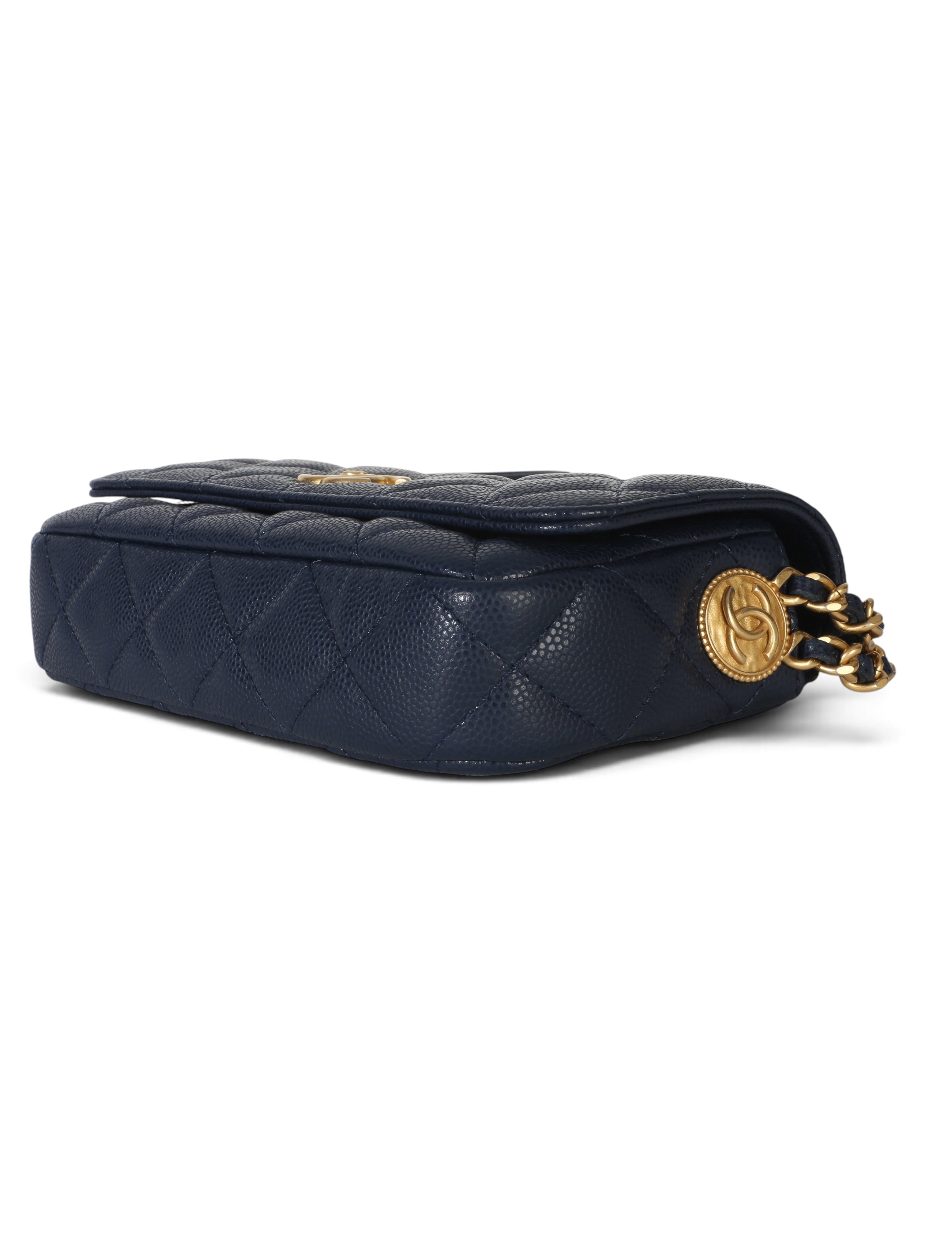 Chanel Navy Caviar Twist Your Buttons Phone Holder