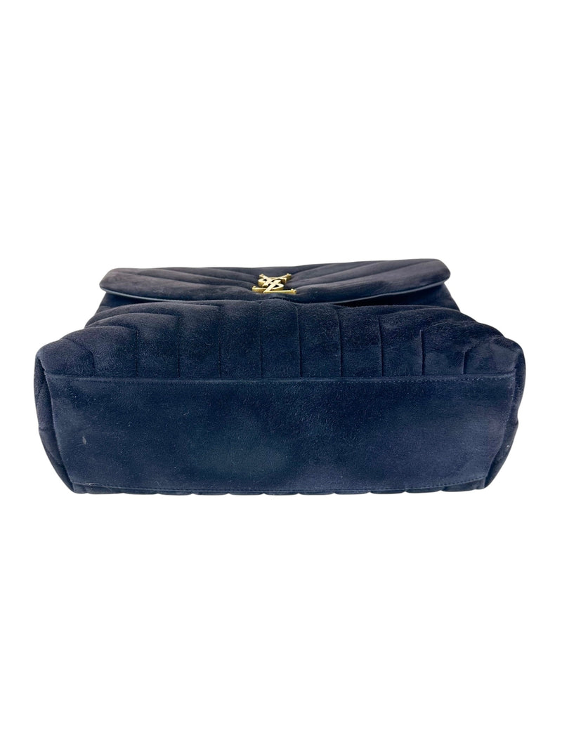 Saint Laurent Deep Purple Suede LouLou Medium Shoulder Bag