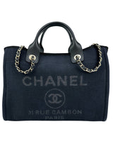 Chanel Black Denim Deauville Small Tote