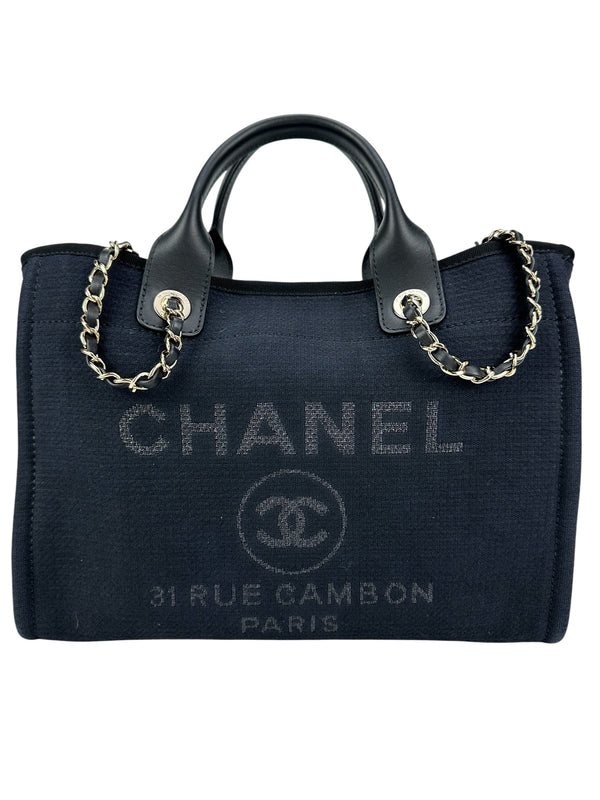 Chanel Black Denim Deauville Small Tote