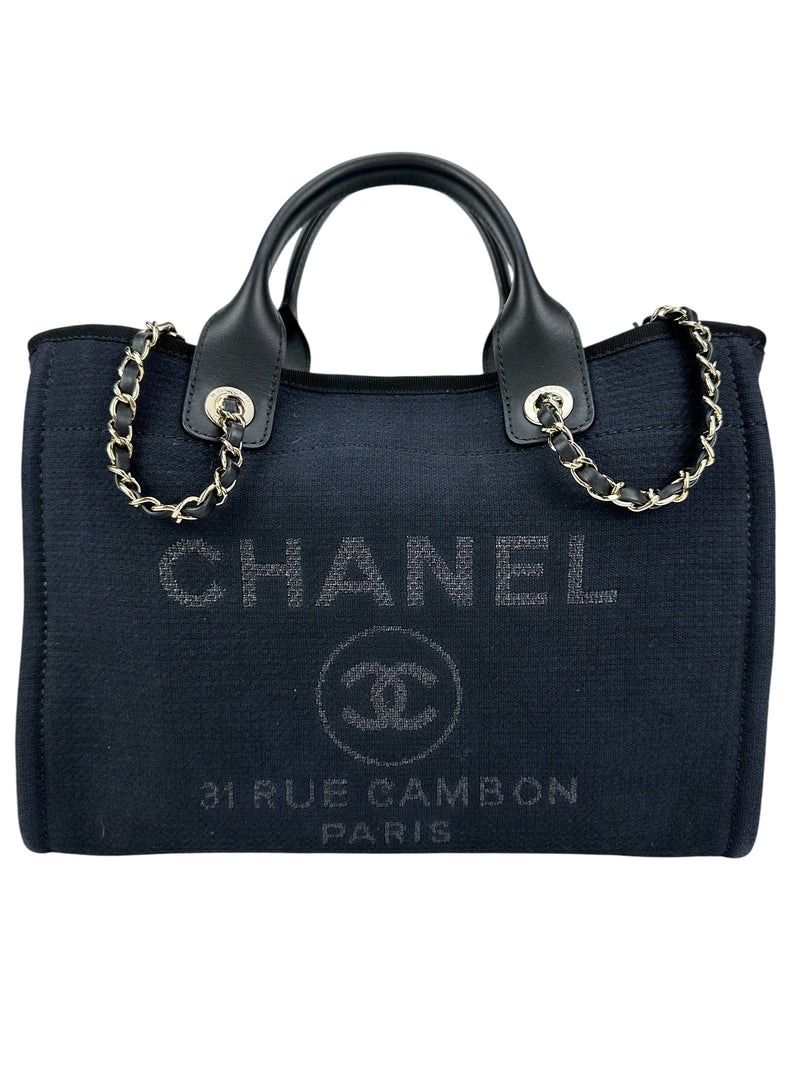 Chanel Black Denim Deauville Small Tote