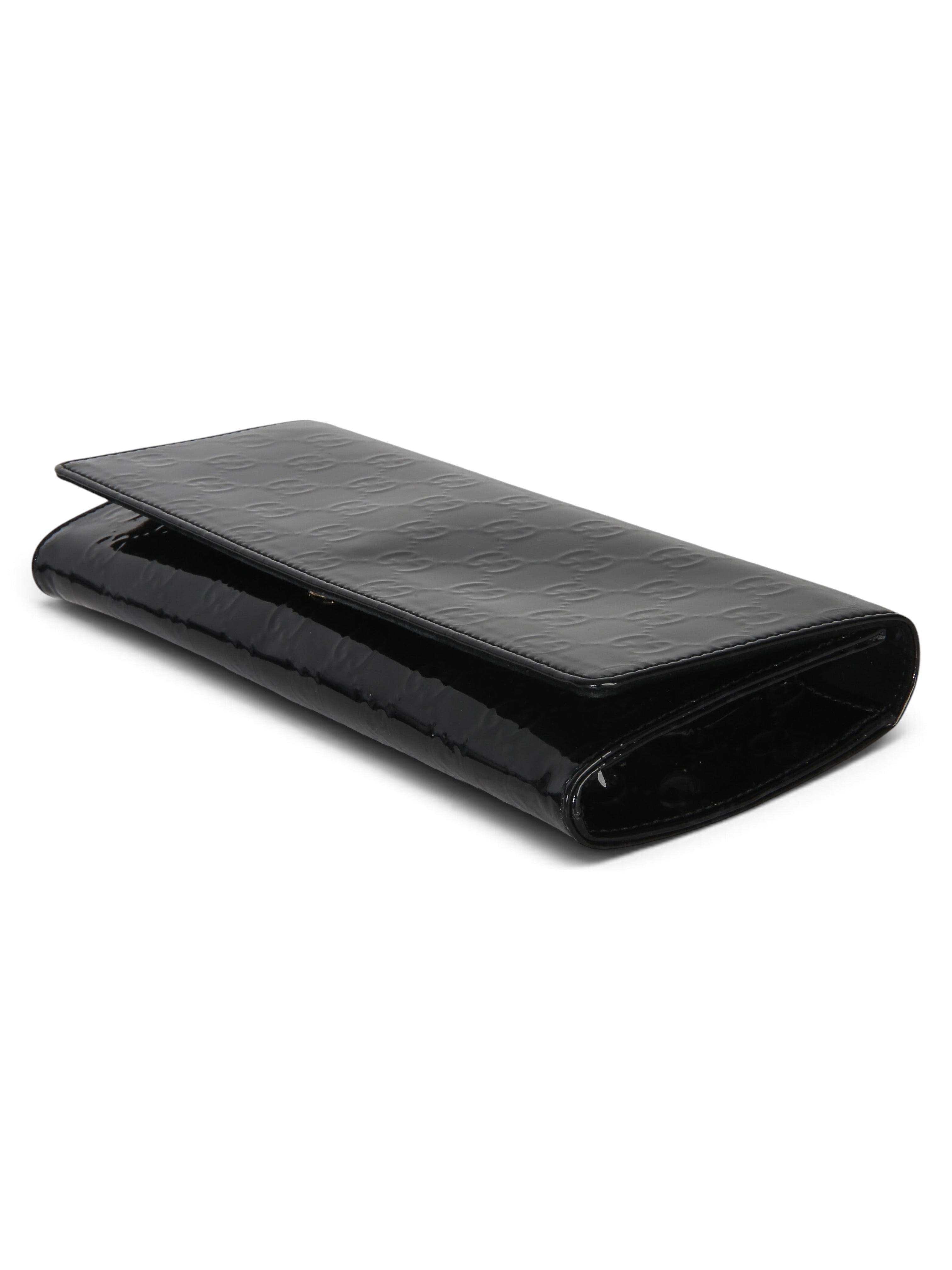 Gucci Black Microguccissima Patent Broadway Clutch