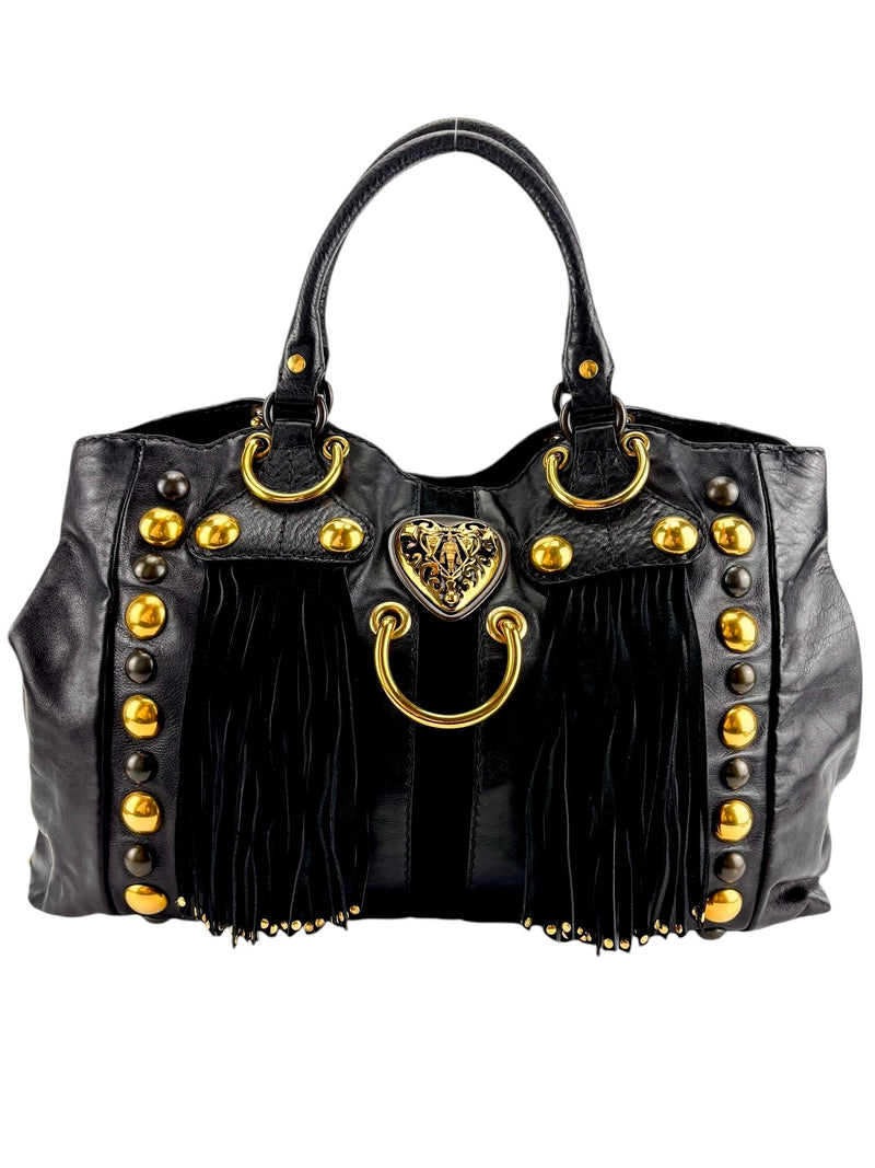 Gucci Black Limited Edition Fringe Babushka Hysteria Tote