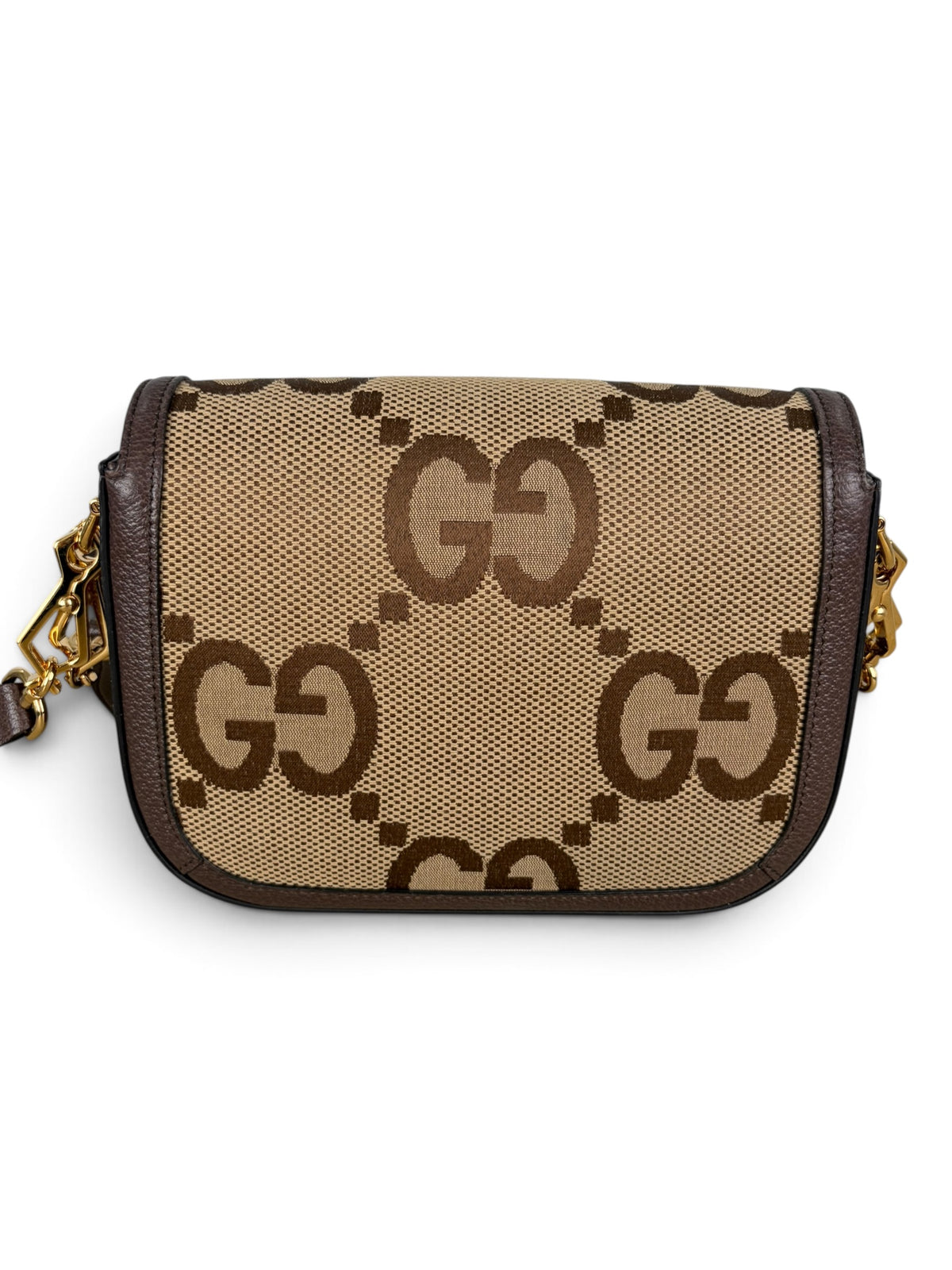 Gucci Brown Jumbo GG Dollar Calfskin Horsebit 1955 Mini Bag