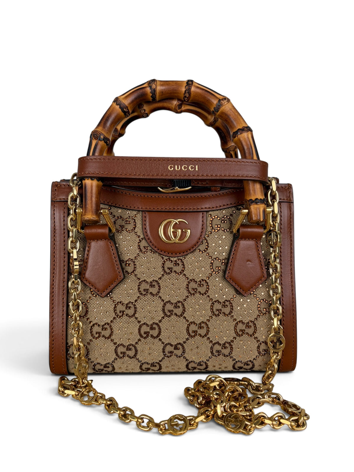 Gucci New Charisma Crystal Monogram Mini Diana Tote