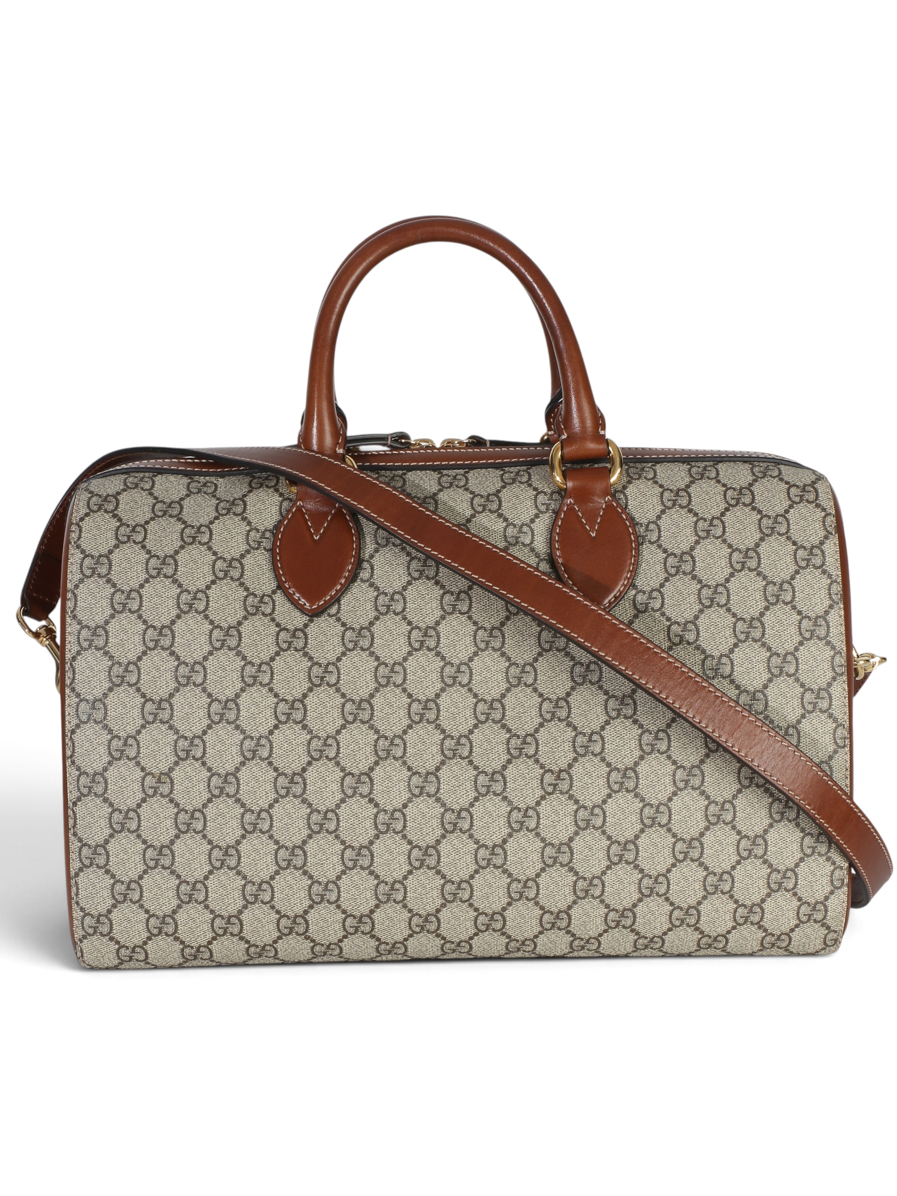Gucci Supreme Brown Monogram Large Boston Bag