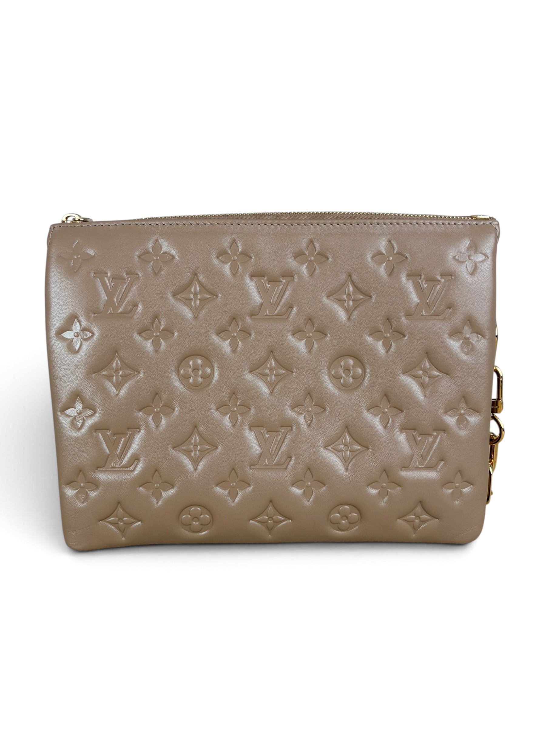 Louis Vuitton Taupe Embossed Monogram Coussin PM