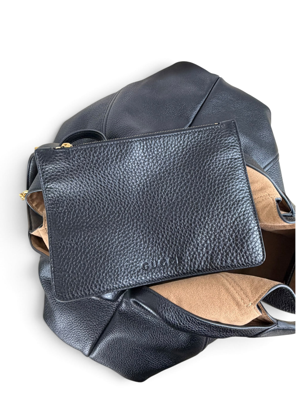 Gucci Black Grained Leather Softbit Maxi