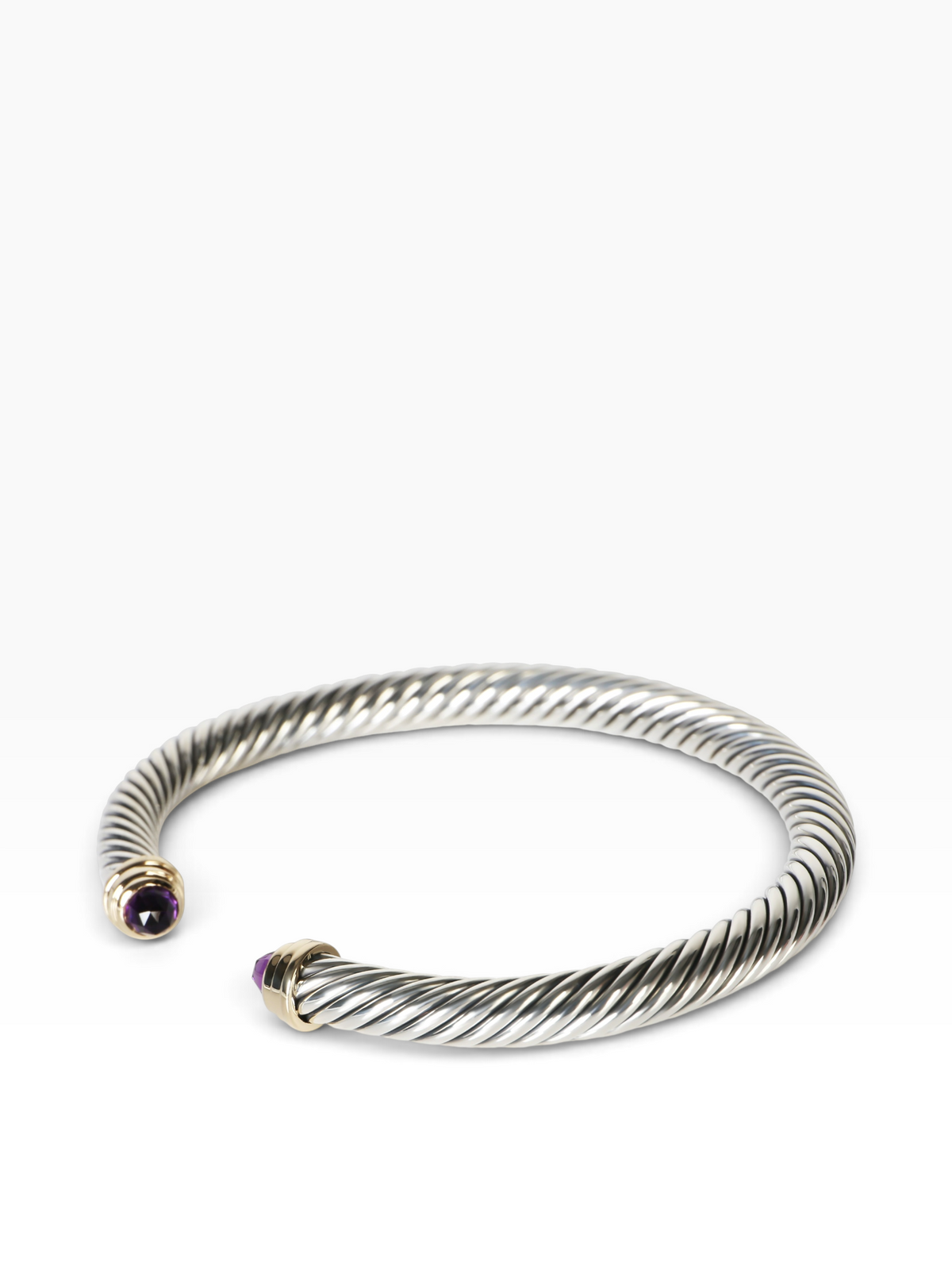David Yurman Yellow Gold & Sterling Silver Amethyst Cable Bracelet