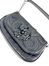 Chanel Black Lambskin and Patent Leather Camellia Chocolate Bar Handbag